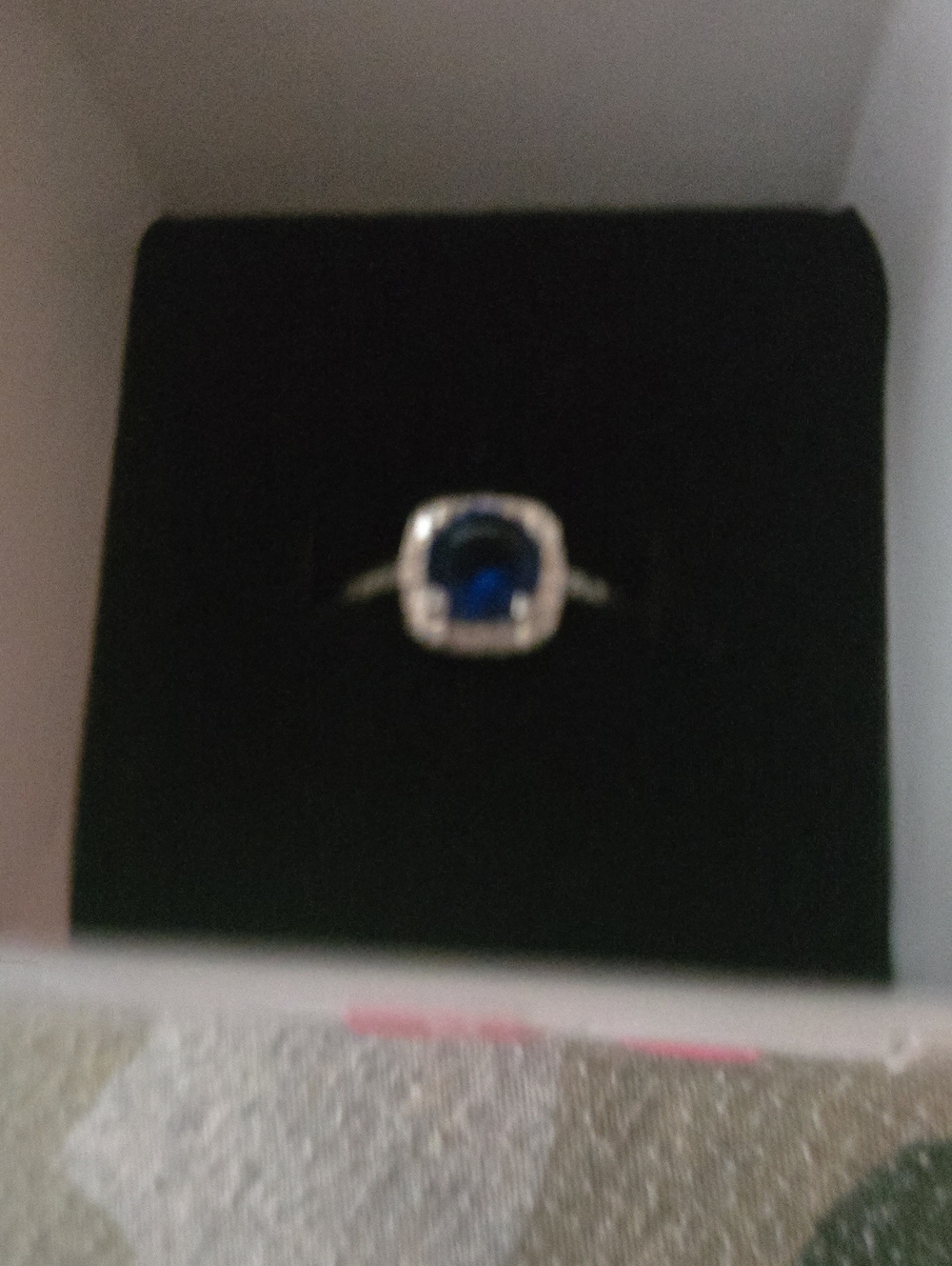 Blue Sapphire Halo Silver Ring - Elegant Women's Jewelry
